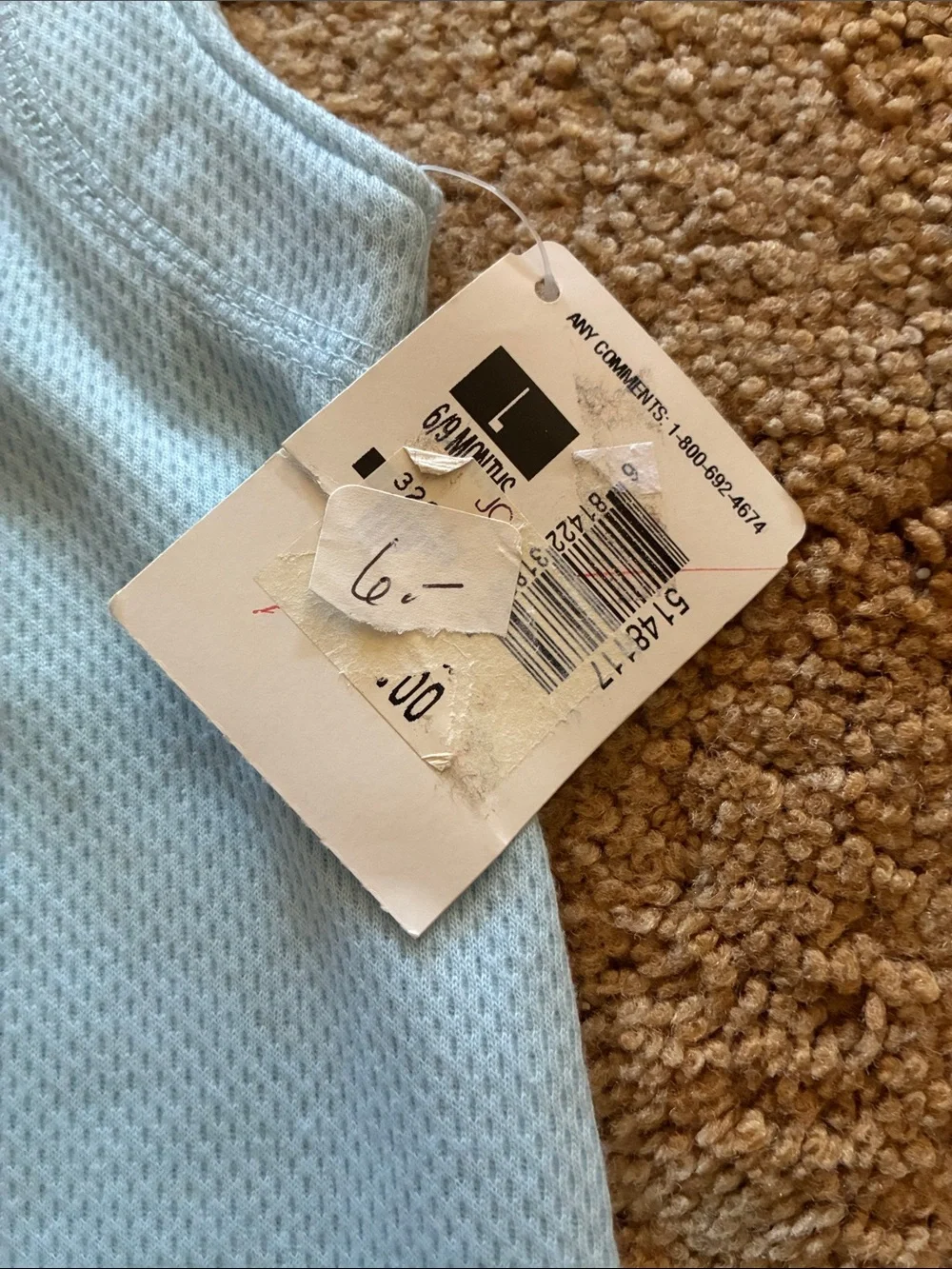 Vintage Deadstock OshKosh B'gosh Light Blue Baby Romper with Travel Patch